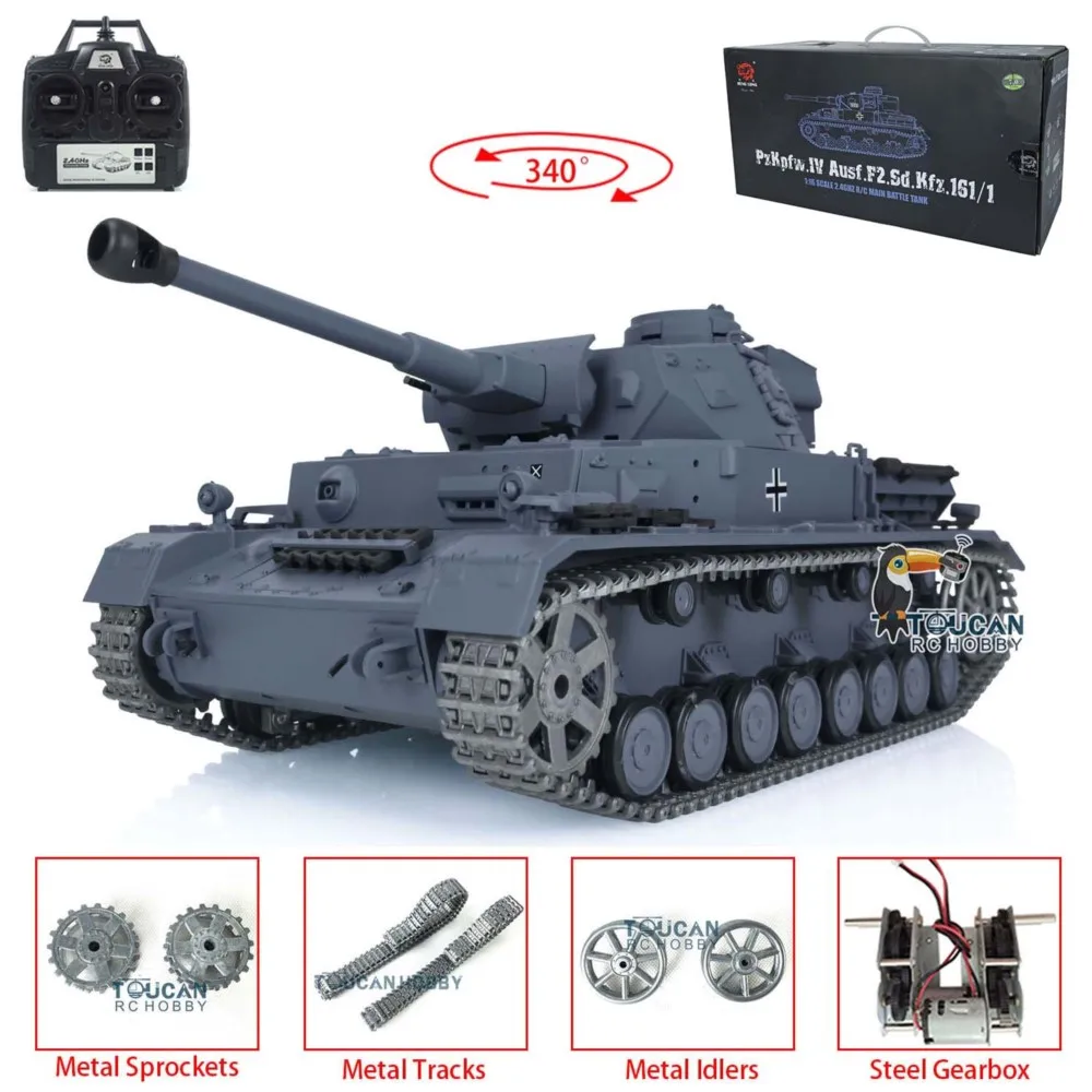 Giocattoli Heng Long 1/16 7.0 Tedesco Panzer IV F2 Versione aggiornata Carro armato RC 3859 Tracce in metallo BBs Shoot Veicoli da battaglia blindati TH17398