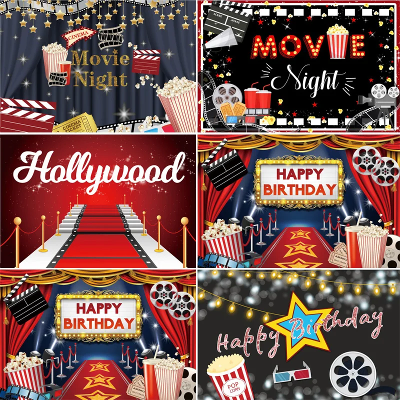

Hollywood Movie Star Red Carpet Backdrop Glitters Cinema Background Birthday Party Decorations Stage Photo Studio Prop CE-01