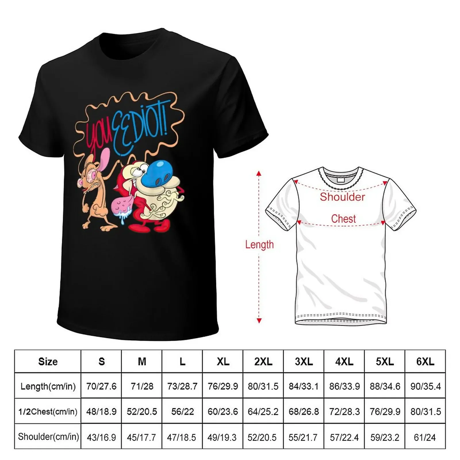 Ren and Stimpy You Eediot T-shirt korean fashion Short sleeve tee Aesthetic clothing oversized t shirt men