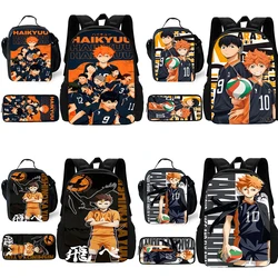 3 pcs set Anime Boy Volleyball Haikyuu Child School Backpack with Lunch Bags ,Pencil Bags ,School Bags for Boys Girls Best Gift