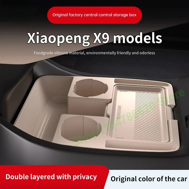 

For XPENG X9 2025 2026 Xiaopeng X9 Center Armrest Hidden Storage Box Anti-slip Cup Holder Organizer Interior Stowing Accessories