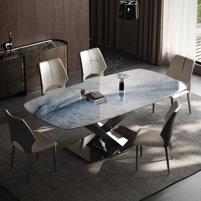 

Kitchen Conference Dining Table Luxury Modern Glass Salon Living Room Dining Table Lounge Service Muebles Kitchen Furniture