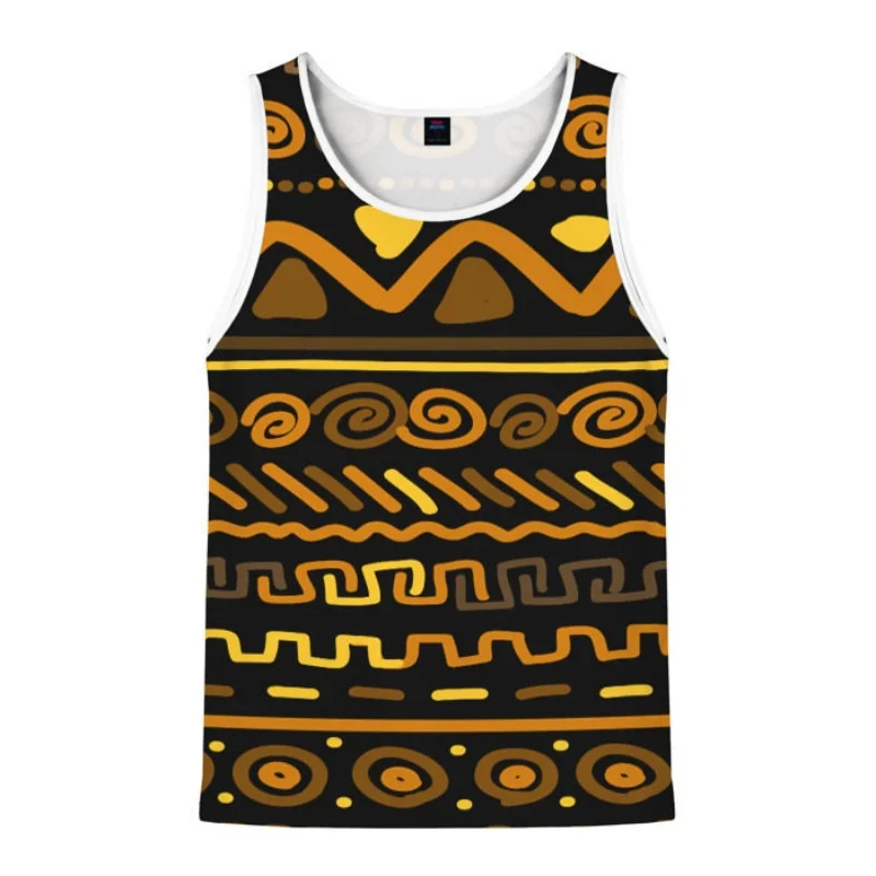 3D Printed Retro Ethnic Tank Tops For Man Exquisite Pattern Tees Summer Casual Vest Oversized Sports Streetwear Tank Top