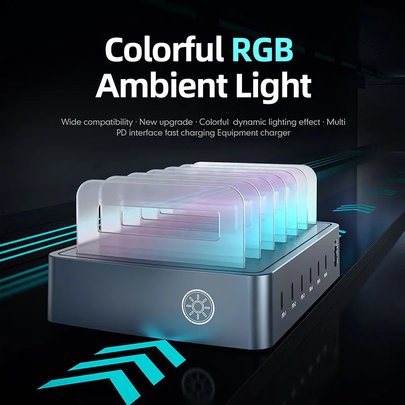 120 واط العالمي متعدد USB C شاحن PD 30 واط سطح المكتب شحن سريع Sation الهاتف/الكمبيوتر اللوحي/حامل قاعدة حامل آيفون سامسونج