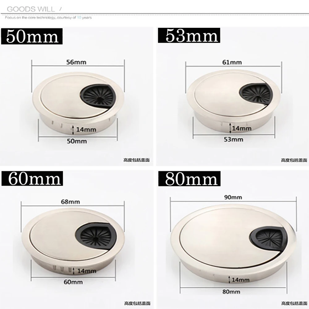 Zinc Alloy Desk Wire Round Hole Cover 4size Cable Port Box Computer Thread Hole Table Line Hole Cover Decorative Cable Organizer