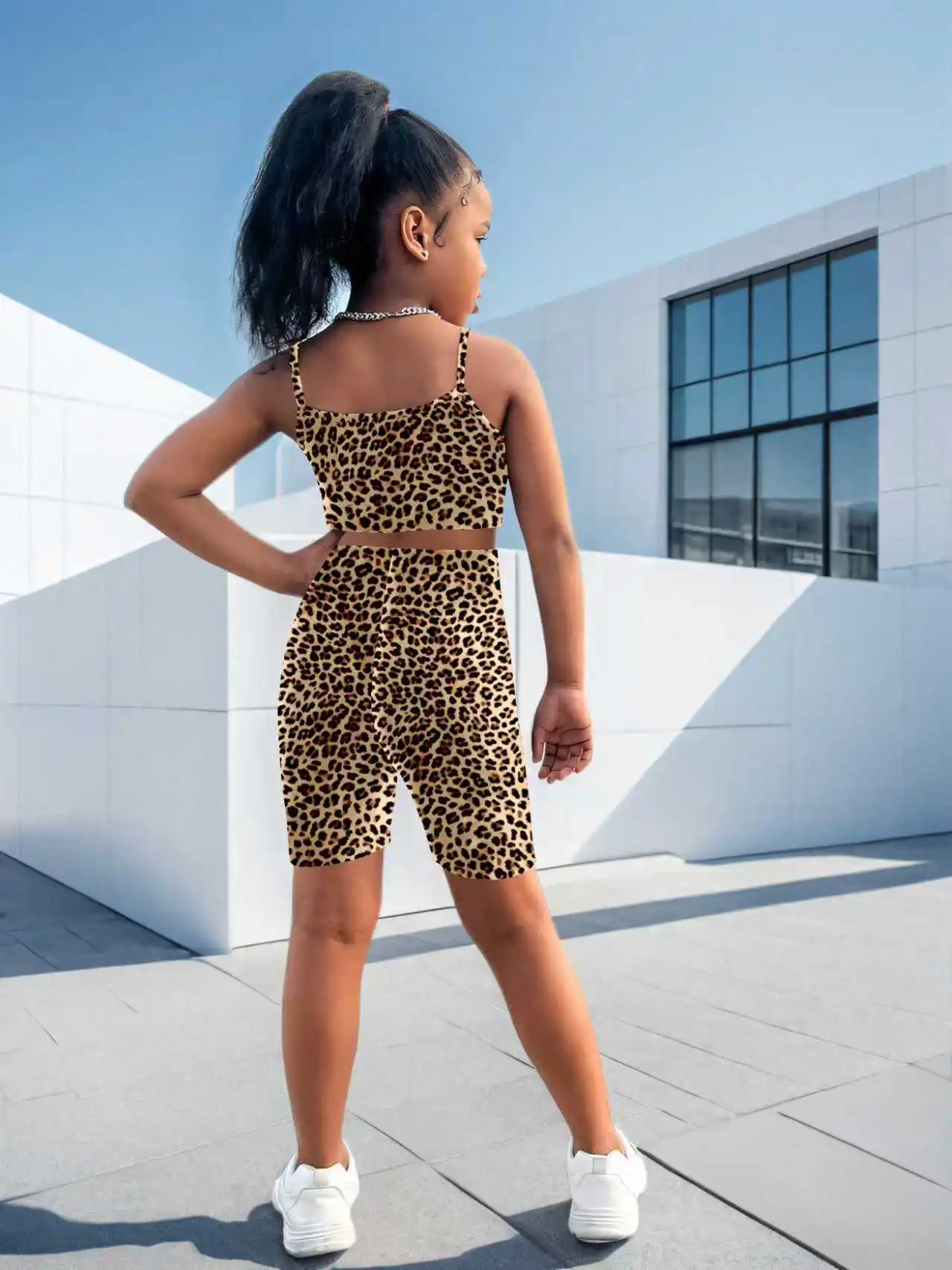 Girls 2-Piece Leopard Print Outfit - 