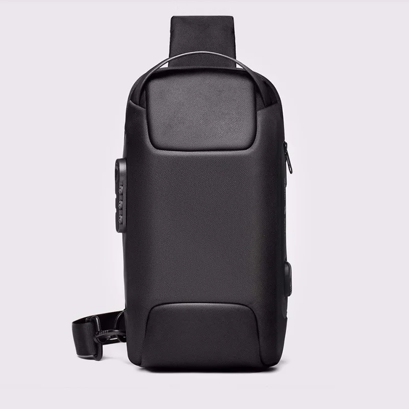 Men Sling Backpack Rucksack Crossbody Bag with USB Charge Port Anti-theft Travel Male Motorcycle Rider Side Shoulder Chest Bags