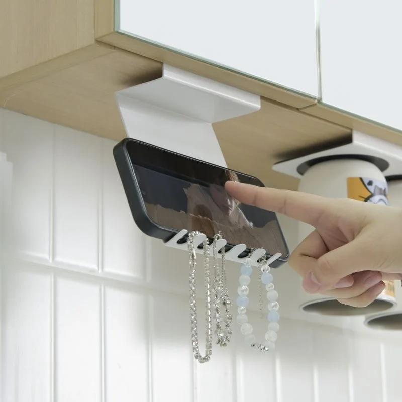 

2 шт., зеркальный шкаф для ванной комнаты под держателем для мобильного телефона, новинка 2025 года, ванная комната, кухня, ленивая драма, погоня, артефакт, подвесной кронштейн