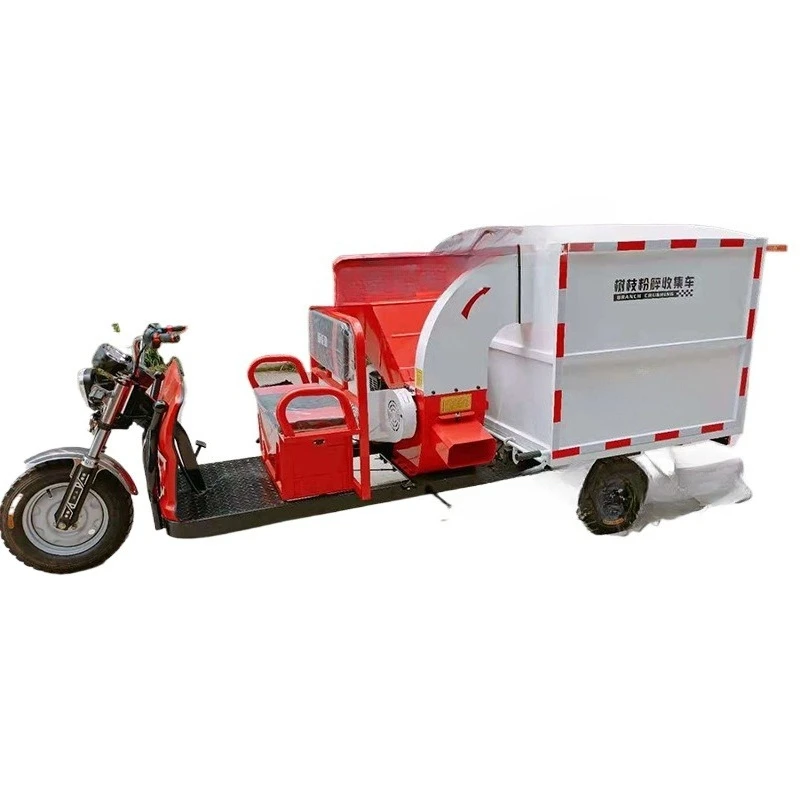 Three-wheel crushing collection truck forage animal feed branch crusher machine