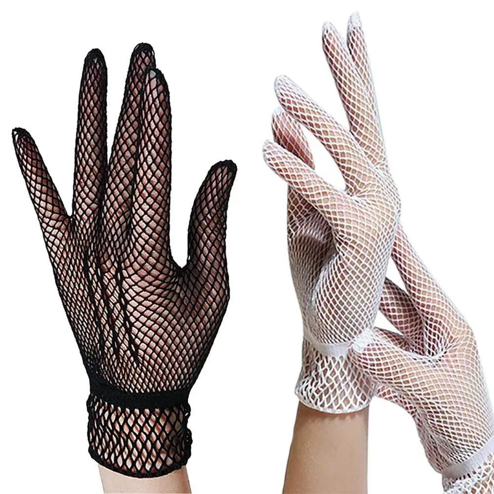 Women Mesh Fishnet Gloves UV-proof Driving Gloves Nylon Mesh Solid Thin Gloves Mitten Ladies Evening Party Accessory