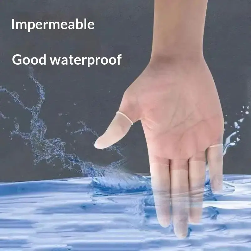 ∘Disposable Latex Finger Cots 50 Pcs Transparent Frosting Non-slip Dustless for Nail Art Electronics Repair Daily Use