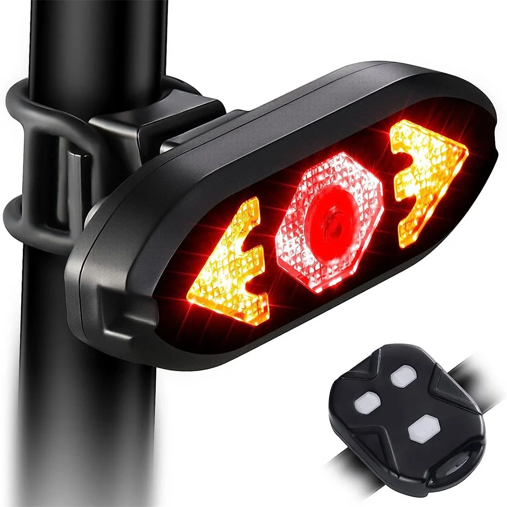 Bike Tail Lamp with Turn Signals Wireless Remote Control Waterproof Bicycle Rear Light Back  Ultra Bright Safety Warning Cycling