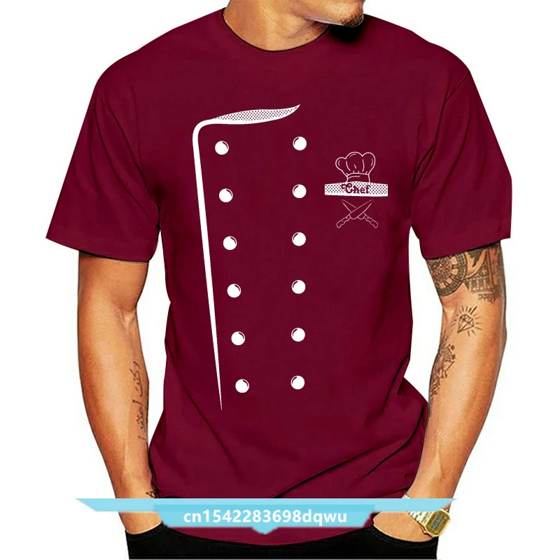 Chef Costume Design T-shirt Print Men Cooks T Shirt Uniform Tshirt O Neck Cotton Fabric Clothes Funny Tops ' Tees Top Quality(1)