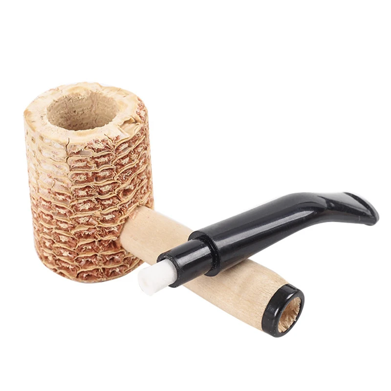 Corn Cob Tobacco Pipe as Healthy Cigarette Filter, Smoking Pipe, bent and Straight for Smoking Beginners, 1Pc