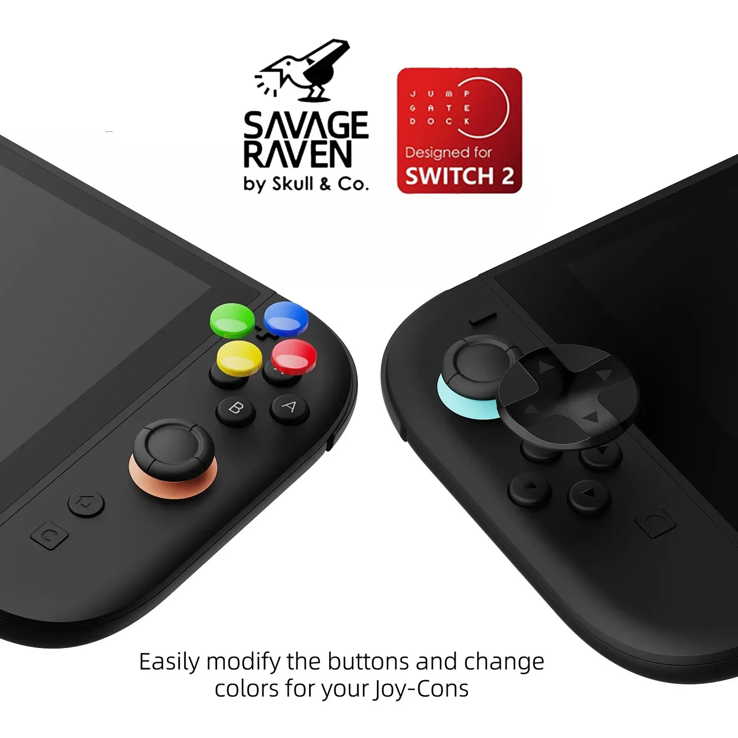 Savage Raven D-Pad Button Cap Set for Nintendo Switch 2 Joy-Con Silicone Cross Dpad & Colorful ABXY Key Caps Game Accessories