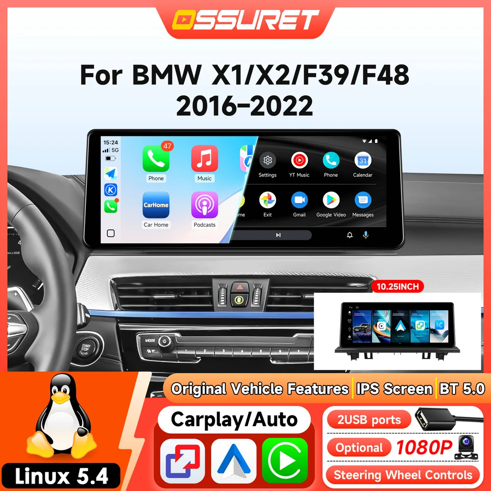 Auto-Radio-Player GPS für BMW X1 F48 X2 F39 2016 - 2022 NBT EVO Wireless Carplay Auto-Multimedia Wireless Carplay Android Auto Stereo 1920*720 Bildschirm Autoradio 4G ROM Linux 5.4