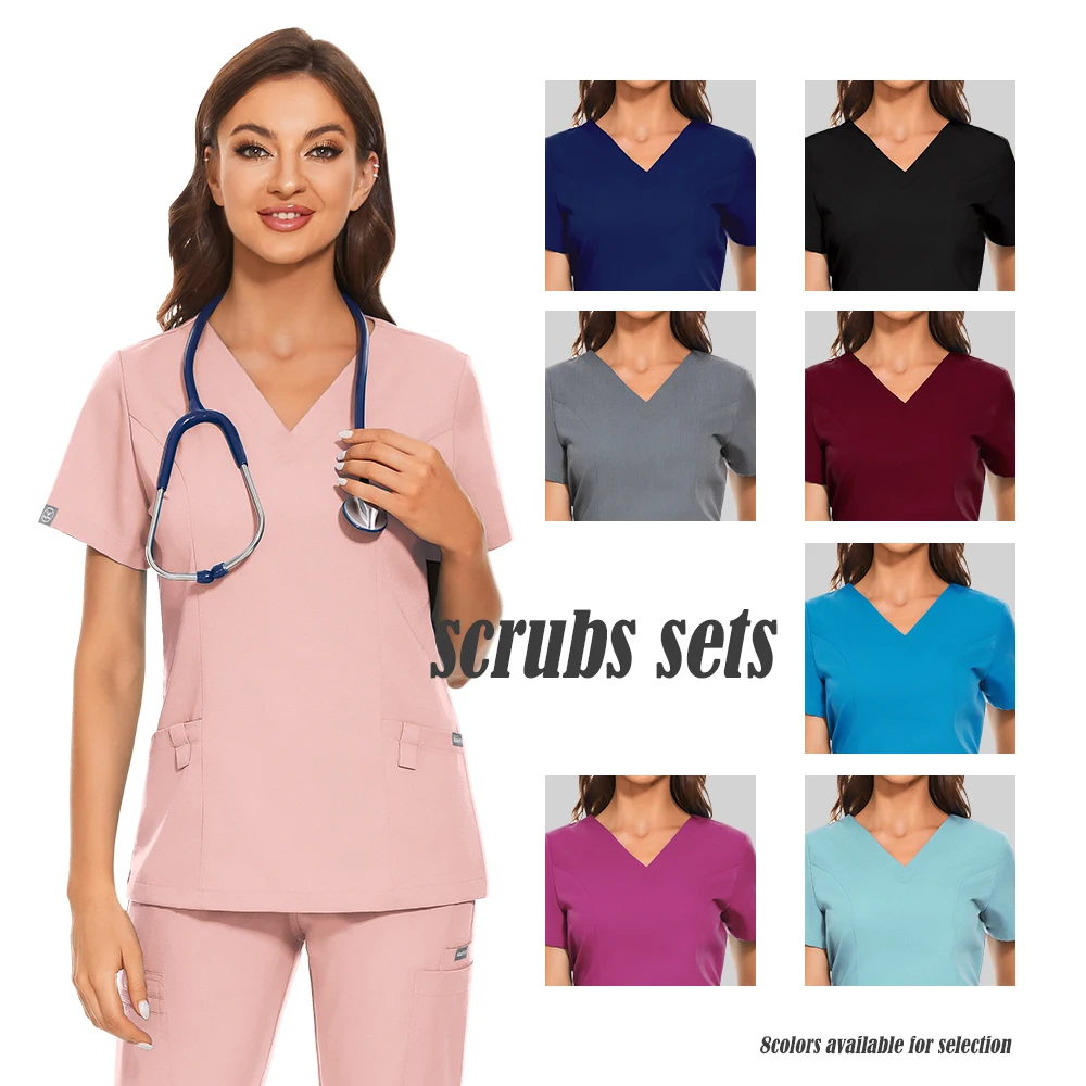 Mundurki szpitalne fartuch lekarski mundur kliniczny kobieta pielęgniarka akcesoria do pracy Unisex Hot Sales dentystyczny peeling chirurgiczny Uniform