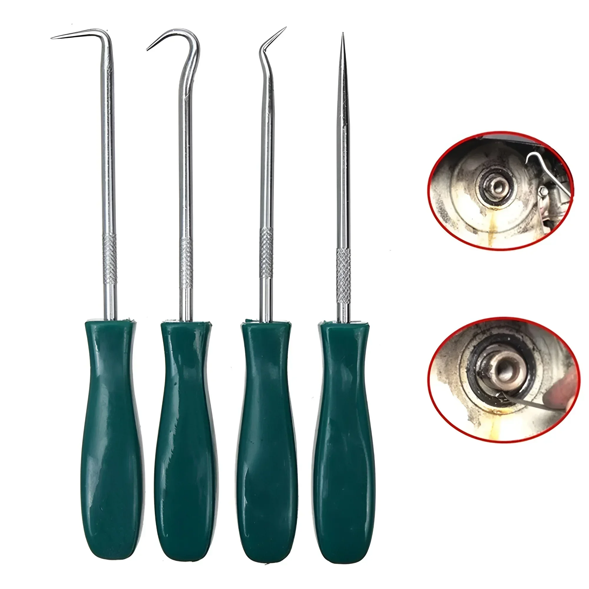 Conjunto de picareta e gancho, 4 unidades, com alça antiderrapante, chave de fenda de vedação de óleo para remover pequenos fusíveis, plugues de fio e anéis de vedação