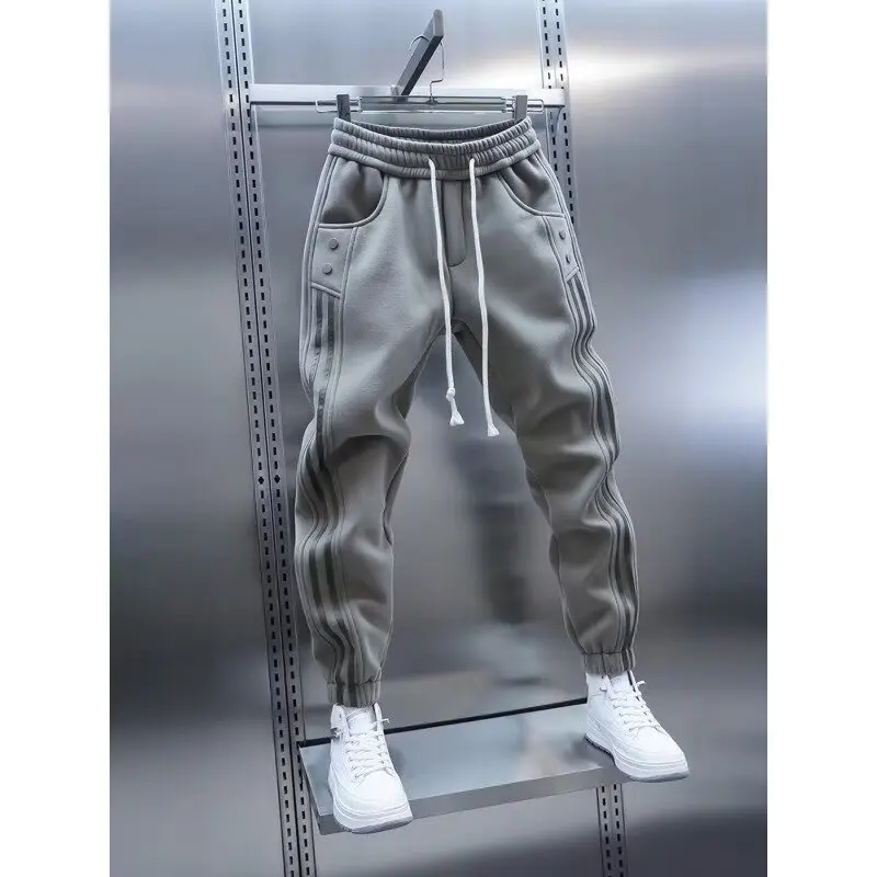 

Men's Solid Color Embroidery Sports Sweatpants Trend Spring Bunched Foot Pants Elastic Everything Small Foot Pants