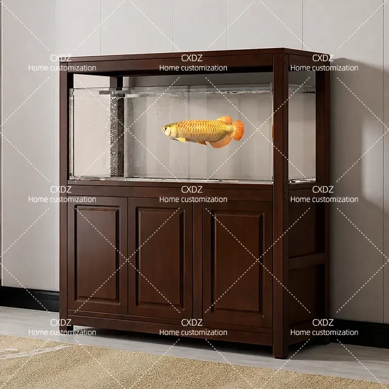 Stream fish tank cabinet super load-bearing retro luxury style living room home flower table 2026 new wooden custom flower