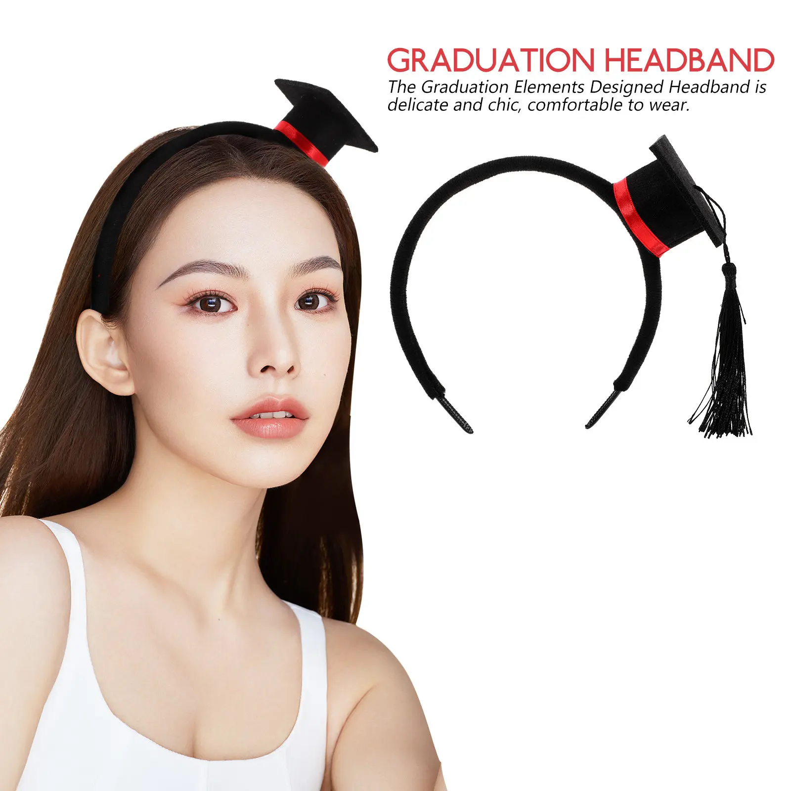 

Повязка на голову в виде выпускной шапочки (1 шт.) для взрослых, милый праздничный головной убор, декоративная повязка для волос, для косплея, фестивалей, выпускных вечеринок