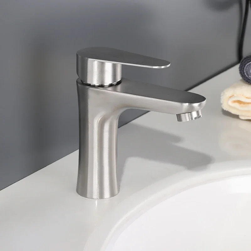 304 stainless steel hot and cold faucet, small waist shape lead-free health faucet, bathroom basin faucet