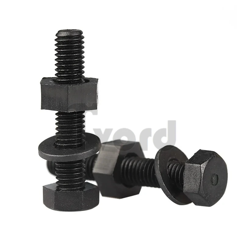 M3 M4 M5 M6 M8 M10 M12 الأسود النايلون الخارجي سداسية مسامير المكسرات غسالات متري الخيوط البلاستيك معزول البراغي مجموعة #4