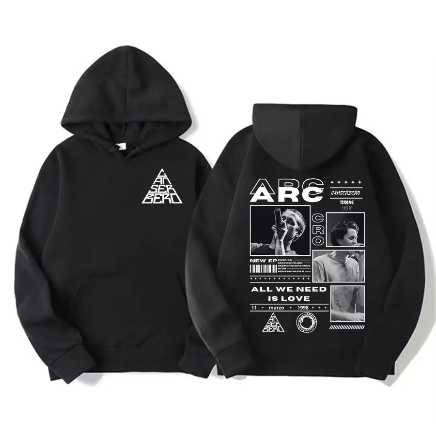 Singer Cancerbero Graphic Sweatshirts Music Album Allwe Need Is Love Print Hoody Man Women Harajuku Hip Hop Oversized Men Hoodie