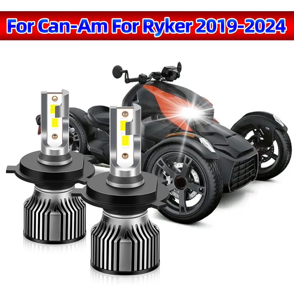 Fit For Can-Am Ryker (2019-2024) LED Lamps H4 Hi/Lo Beam All In One Headlights 30000LM 160W Power Halogen Replacement With Fan