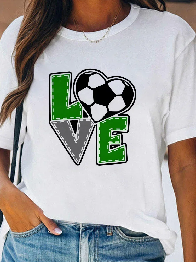 Love Football Graphic Print T-Shirts Love Soccer Harajuku Short Sleeve Female Top Brazilian Selection T-shirt 2024 Women Clothes