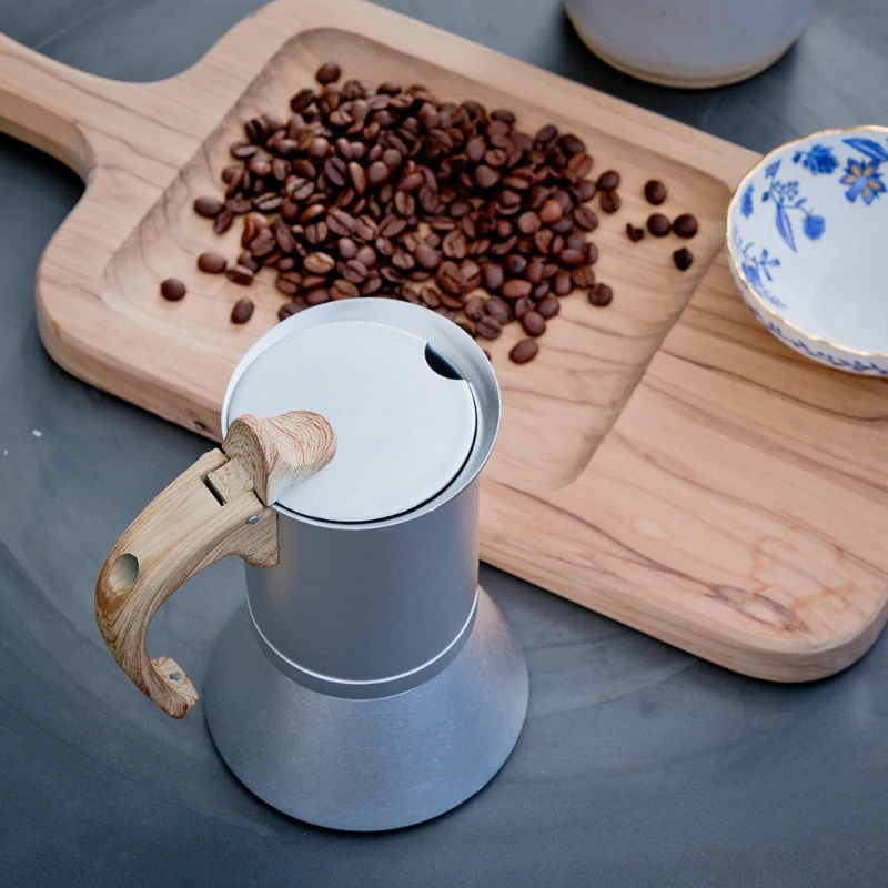 JUSTINLAU Moka Pot 3/6 Cups Espresso Pot Aluminum Coffee Maker Pot Home Cafe Coffee Extraction Pot Mocha Latte Stovetop Filter
