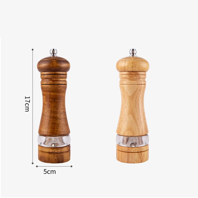 6-inch Manual Pepper Grinder Rubber Wood Acrylic Ceramic Core Freshly Ground Pepper Seasoning Grinding Bottle