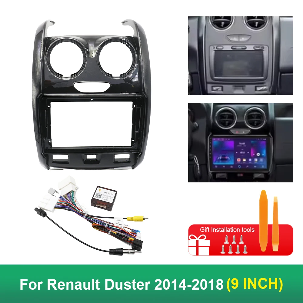 For Renault Duster 2014-2018 9 Inch Car Frame Fascia Adapter Canbus Box Decoder LADA Largus Android Radio Dash Fitting Panel Kit