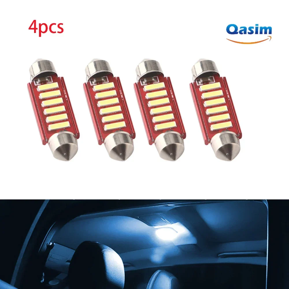 

4Pcs No Error Festoon 36mm 39mm 41mm LED Bulb C5W 4014 7020 6SMD Lamp Car License Plate Lights Canbus Festoon Car Accessories