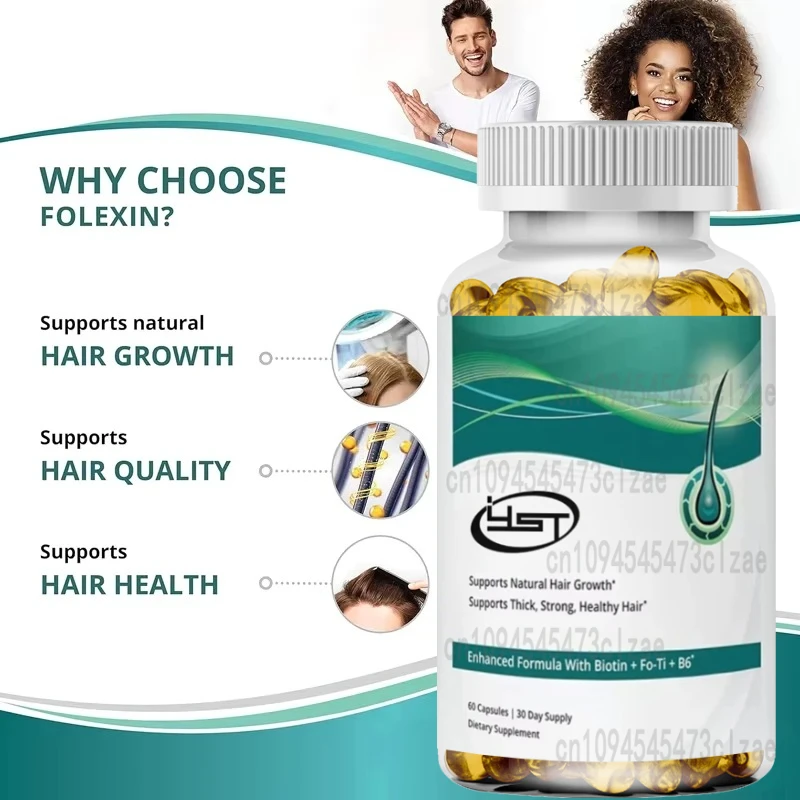 Male and Female Hair Growth Supplements Contain Natural Ingredients Such As Biotin  Vitamin B6 To Make Hair Thicker. 60 Capsules