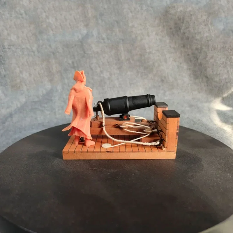 1/32 Kit di montaggio scena modello di nave in legno massello Kit scena pistola Caron Giocattoli fatti a mano fai da te Regali Modello di nave Ornamenti decorativi