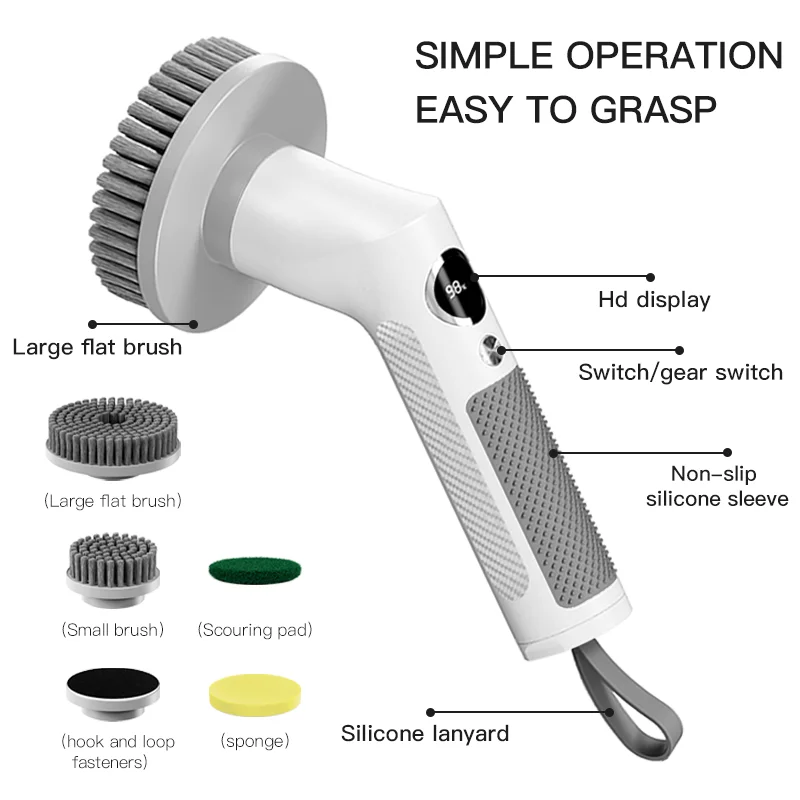 OEM/ODM Customized Wholesale Electric Rotate Cleaning Brush USB Rechargeable Household Spin Scrubber for Kitchen Bathroom Toilet