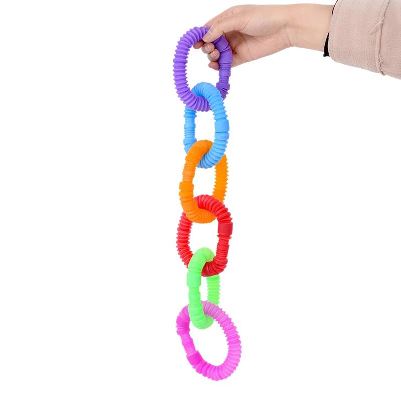 8PCS Colorful Telescopic Tube Pop Flexible Plastic Sensory Toys For Stress Anxiety Relief For Children Adults Learning Toy Gifts