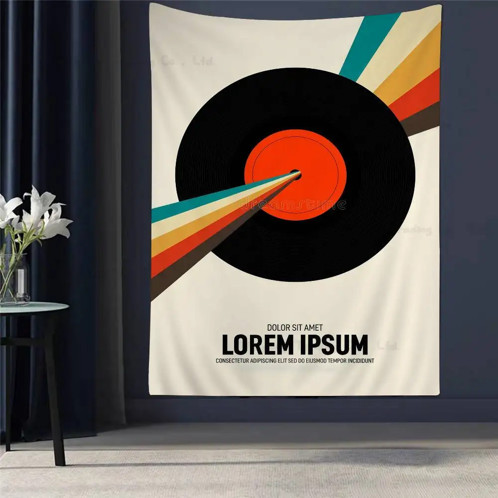 

Mid Century Retro Vinyl Records Printed Large Wall Tapestry Hippie Wall Hanging Bohemian Wall Tapestries Mandala INS Home Decor