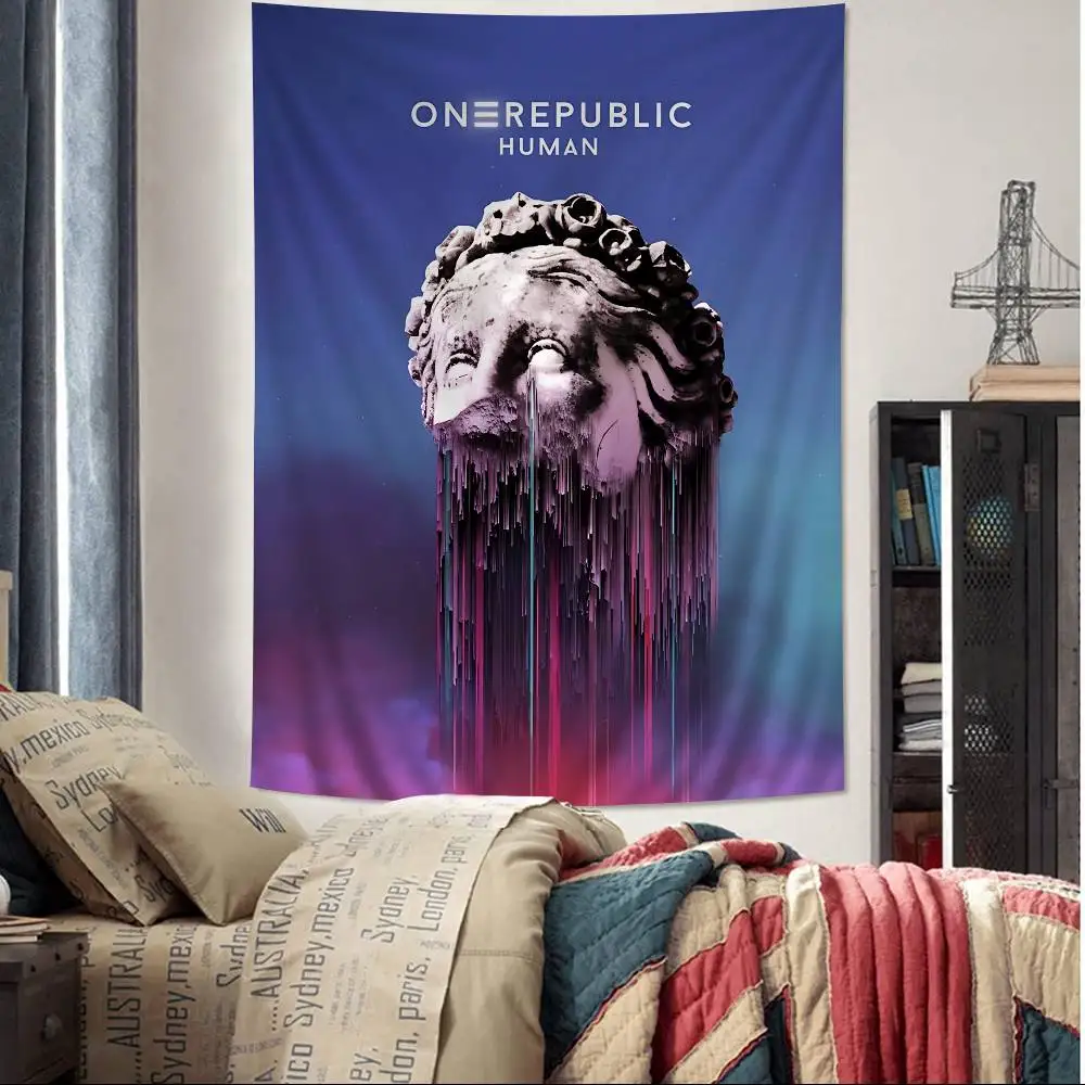 Pop Rock Band Onerepublic Cartoon Tapestry Art Science Fiction Room Home Decor Wall Hanging Sheets