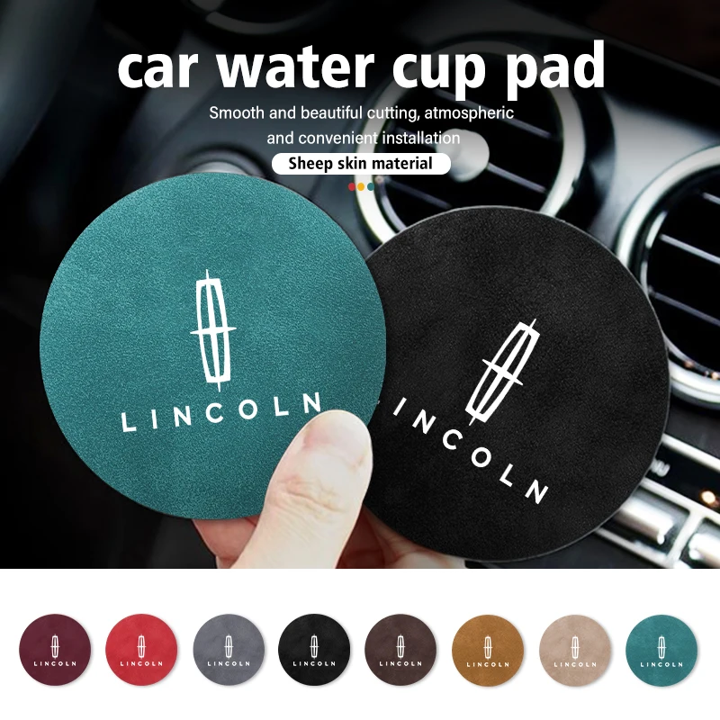 2pcs Sheepskin Car Coaster Water Cup Holder Anti-skid Slot Pad For Lincoln Navigator MKZ MKX MKC MKT Continental Nautilus