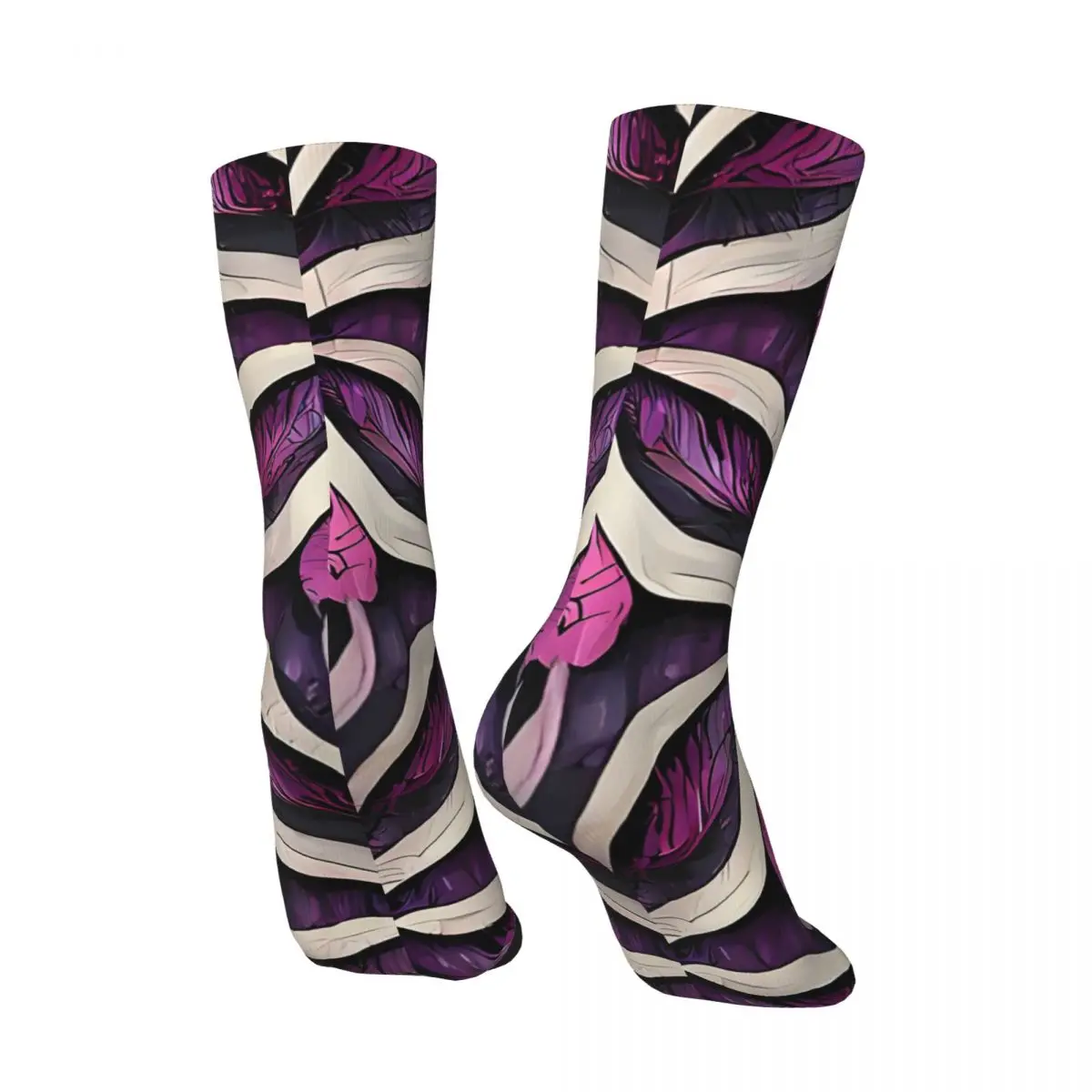 Crazy compression Purple Gothic Floral Pattern Sock for Men Harajuku Seamless Pattern Crew Sock Casual