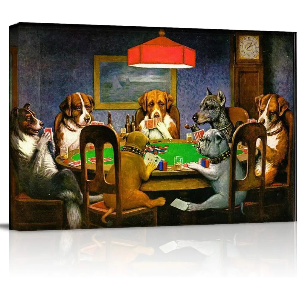 Canvas Print Wall Art - Pokers Dogs Dogs Playing Cards - Walls Decor Modern Artwork Paintings Pictures - 16