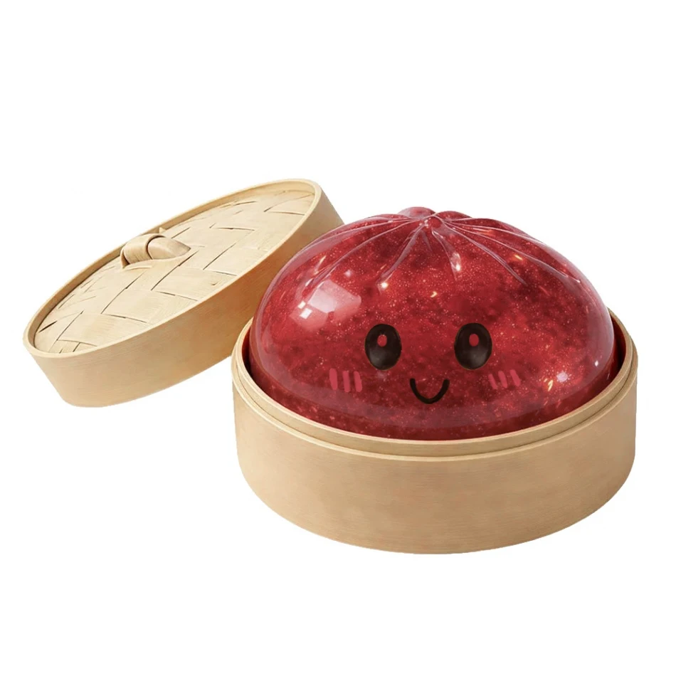 HOT Realistisches Riesen-Knödel-Quetschspielzeug mit Bambus-Dampfgarer, weicher TPR-Teigball, Entspannungs-Fidget-Spielzeug, kreatives lustiges Geschenk