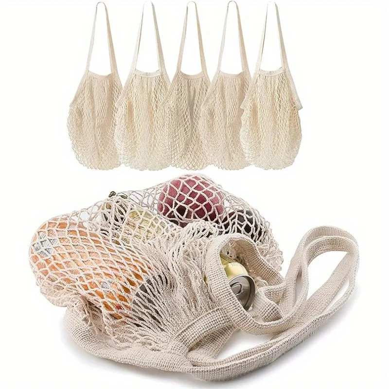 Cotton String Shopping Tote Bags Fruit Vegetable Storage Organizer Reusable Washable Grocery Eco Friendly Mesh Bags