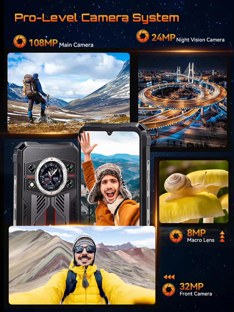 Cubot KingKong 11 Rugged 5G Smartphone 10200mAh Battery Dimensity 7025 32GB RAM(16+16) 256GB ROM 108MP Camera Android 15 NFC