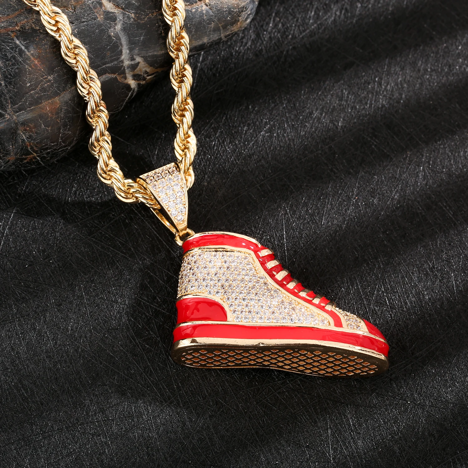 Hip Hop Sports Shoes Pendant Necklace Cool Shoes Collar Choke Circle Fashion Men's Street Style Rap Singer Jewelry Christmas Gif