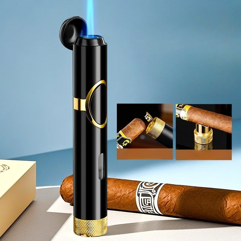 Cross-border Jet-Flame Windproof Butane Lighter Refillable Butane Lighter with Cigars Punch Cigars Holder Cigars Accessories