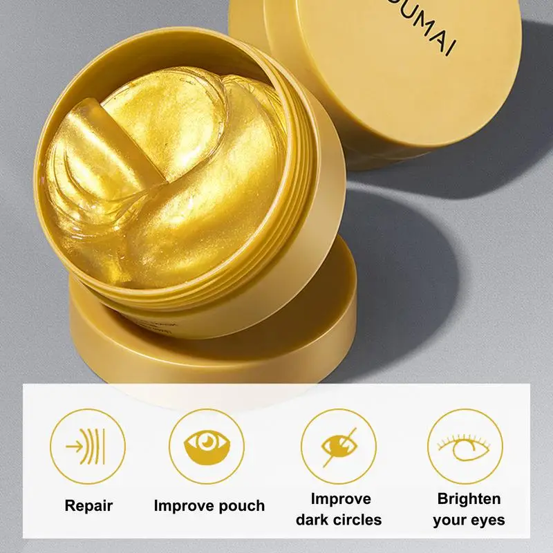 Golden Under Eye Patches 60pcs Moisturizing Eye Pad For Tired Eyes 24K Gold Nourishing Moisturizing Eye Pad For Tired Eyes