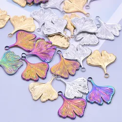 6pcs/Lot Stainless Steel Ginkgo Leaf Charms DIY Plant Leaves Pendant подвеска Fit Handmade Cute Women Earrings Jewelry Making